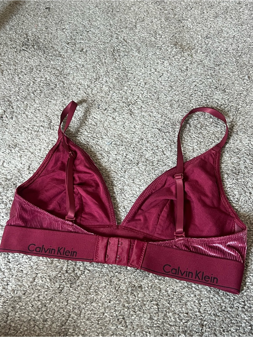 Calvin Klein Velvet Triangle Bralette in Wine - Picture 3 of 4